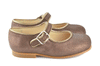 Eli1957 Girls Shimmer Brown Mary Jane with Gold Piping Eli1957 Girls Shimmer Brown Mary Jane with Gold Piping