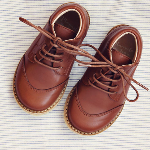 Manuela de Juan Boys Chocolate Lace-up Boot