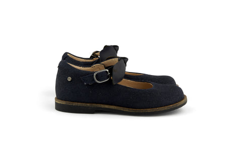 Manuela de Juan Girls Soft Shimmer Navy Mary Jane