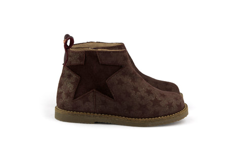 Manuela de Juan Girls Soft Shimmer Plum Boot with Stars