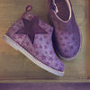 Manuela de Juan Girls Soft Shimmer Plum Boot with Stars Manuela de Juan Girls Soft Shimmer Plum Boot with Stars