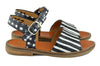 Pom d'Api Girls Black and White Stripe Sandal Pom d'Api Girls Black and White Stripe Sandal