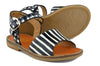 Pom d'Api Girls Black and White Stripe Sandal Pom d'Api Girls Black and White Stripe Sandal