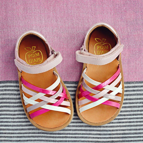 Pom d'Api Girls Pink Cross Strap Sandal