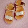 Pom d'Api Girls Tan and Gold Glitter Sandal Pom d'Api Girls Tan and Gold Glitter Sandal