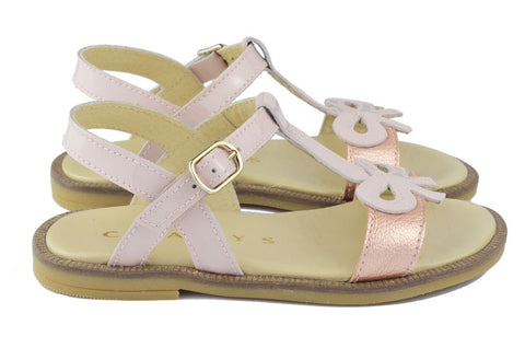 Clarys Girls Blush Pink & Magnesium Bow Sandal