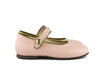 Manuela de Juan Girls Old Pink Mary Jane with Bronze Piping Manuela de Juan Girls Old Pink Mary Jane with Bronze Piping
