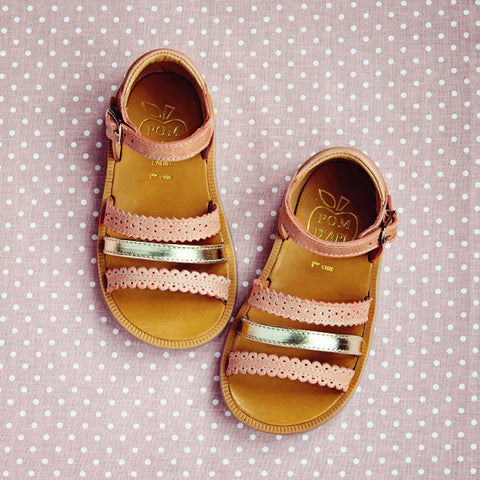 Pom d'Api Girls Rose and Gold Sandal