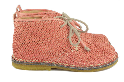 Ocra Girls Pink Braided Leather Desert Boot