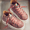 MAA Girls Pinky Brown Hightop with Metallic Silver Stars MAA Girls Pinky Brown Hightop with Metallic Silver Stars