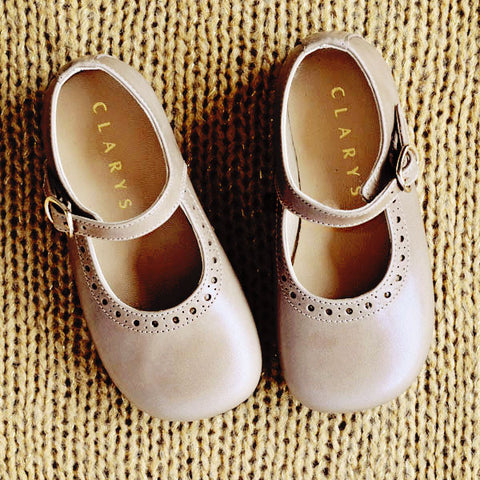 Clarys Girls Taupe Mary Jane