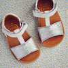 Pom d'Api Girls White and Silver Glitter Sandal Pom d'Api Girls White and Silver Glitter Sandal