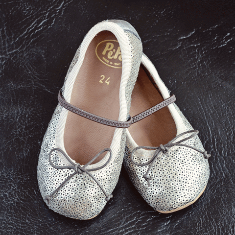 Pèpè Girls Silver Sequinned Indoor Shoe