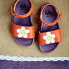 Pèpè Girls Orange Sandal With White Flower